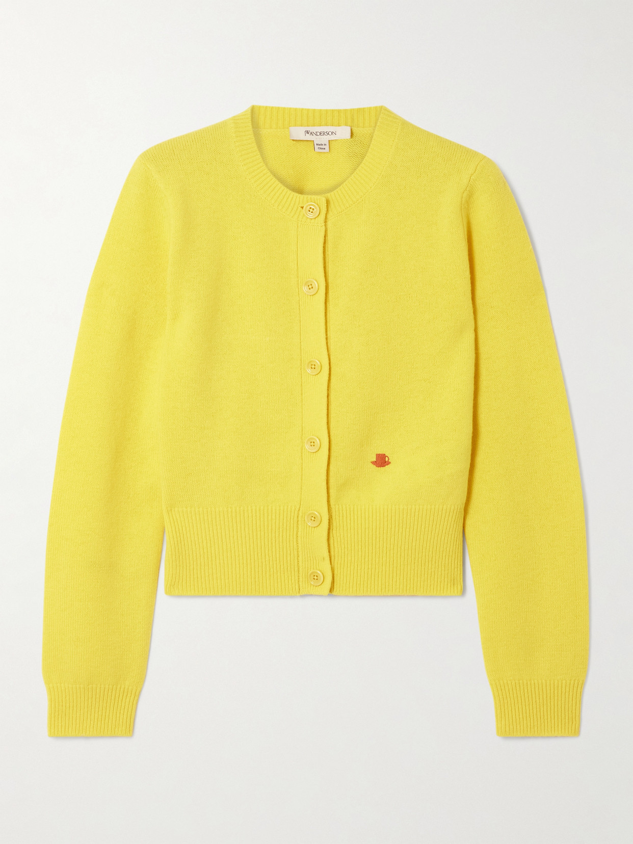 JW Anderson - Cropped Embroidered Wool Cardigan - Yellow