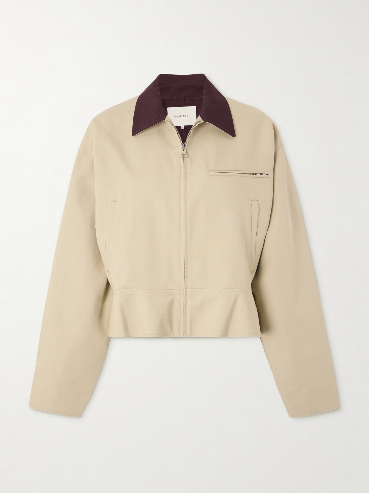 Jw Anderson Peplum Cotton Jacket In Neutral