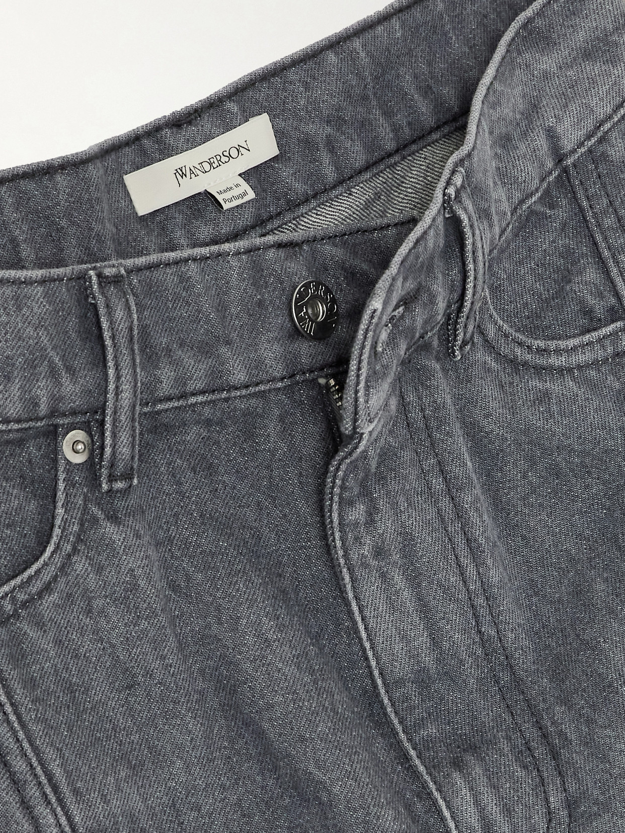 Jw Anderson Mens Light Grey Cropped Sculptural Denim Jeans In Gray