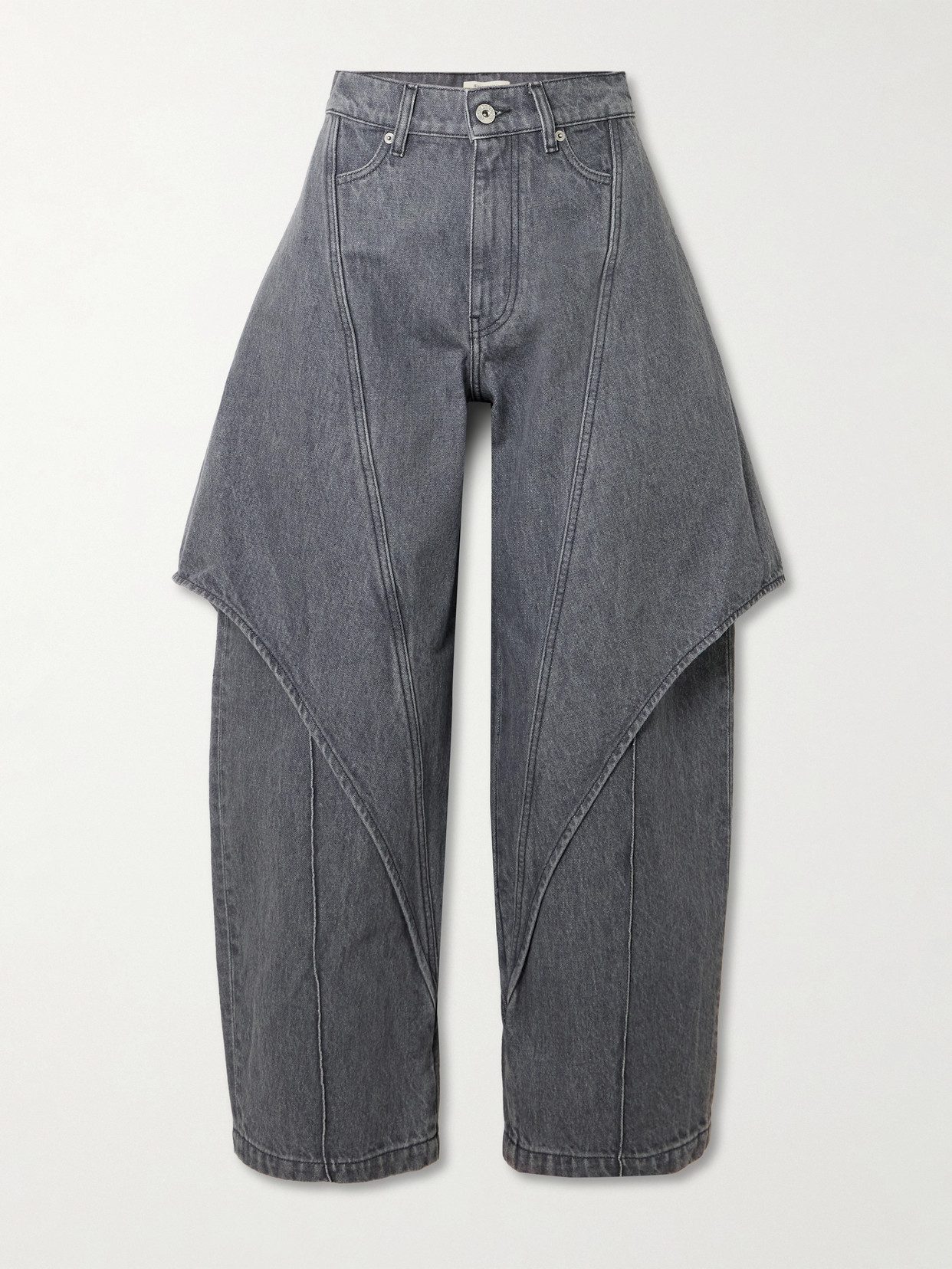 Jw Anderson Mens Light Grey Cropped Sculptural Denim Jeans In Gray