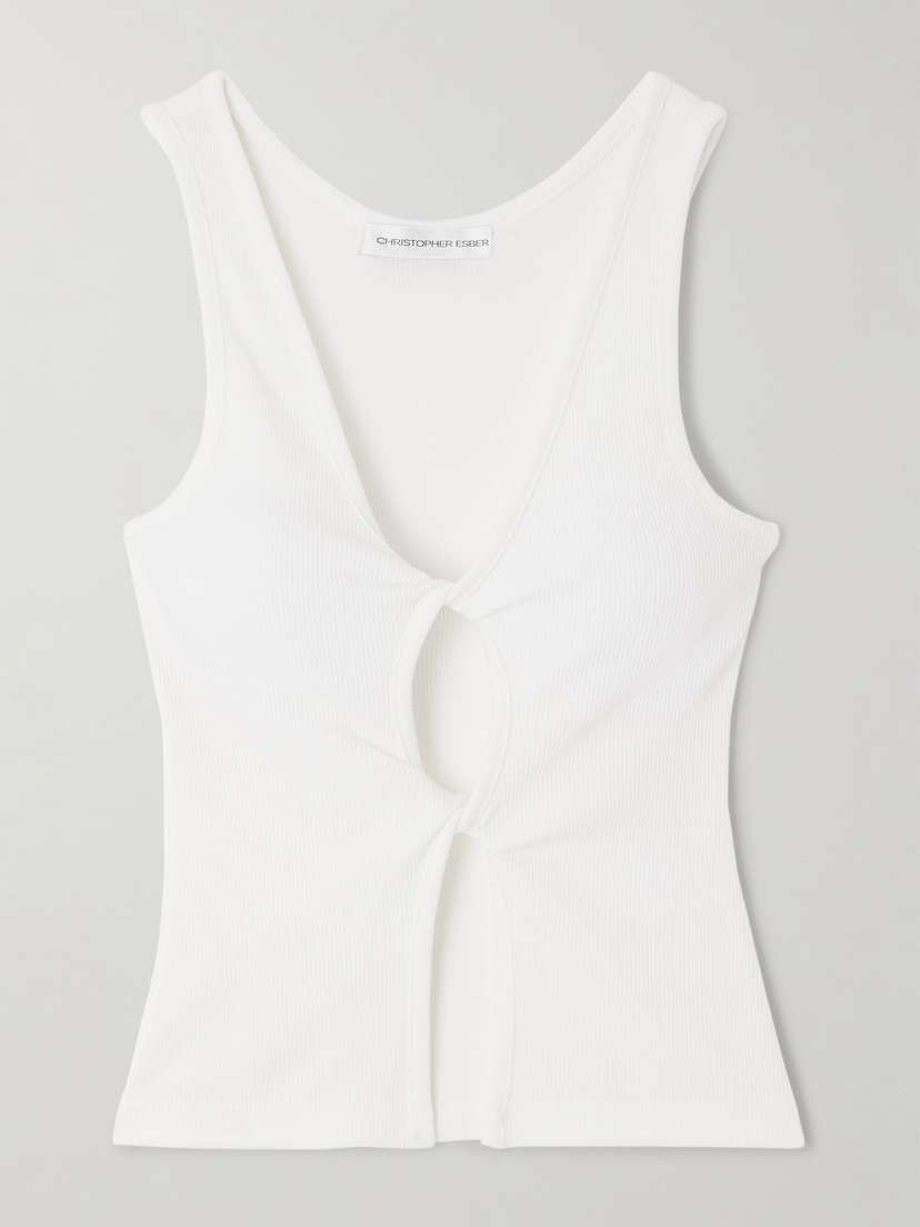 Christopher Esber Cutout Twist-front Ribbed-knit Tank