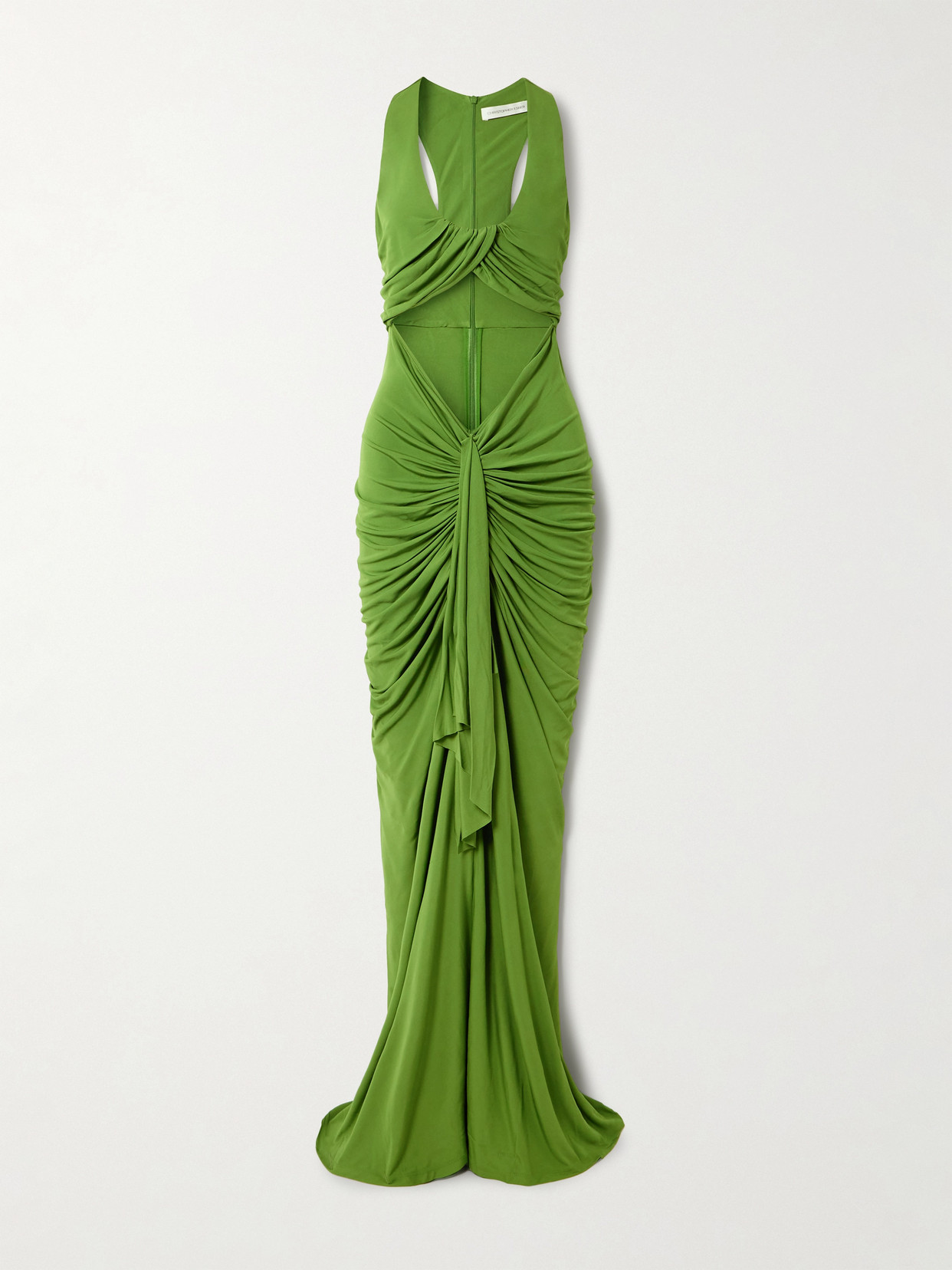 Christopher Esber Vivenda Cutout Draped Jersey Maxi Dress In Green