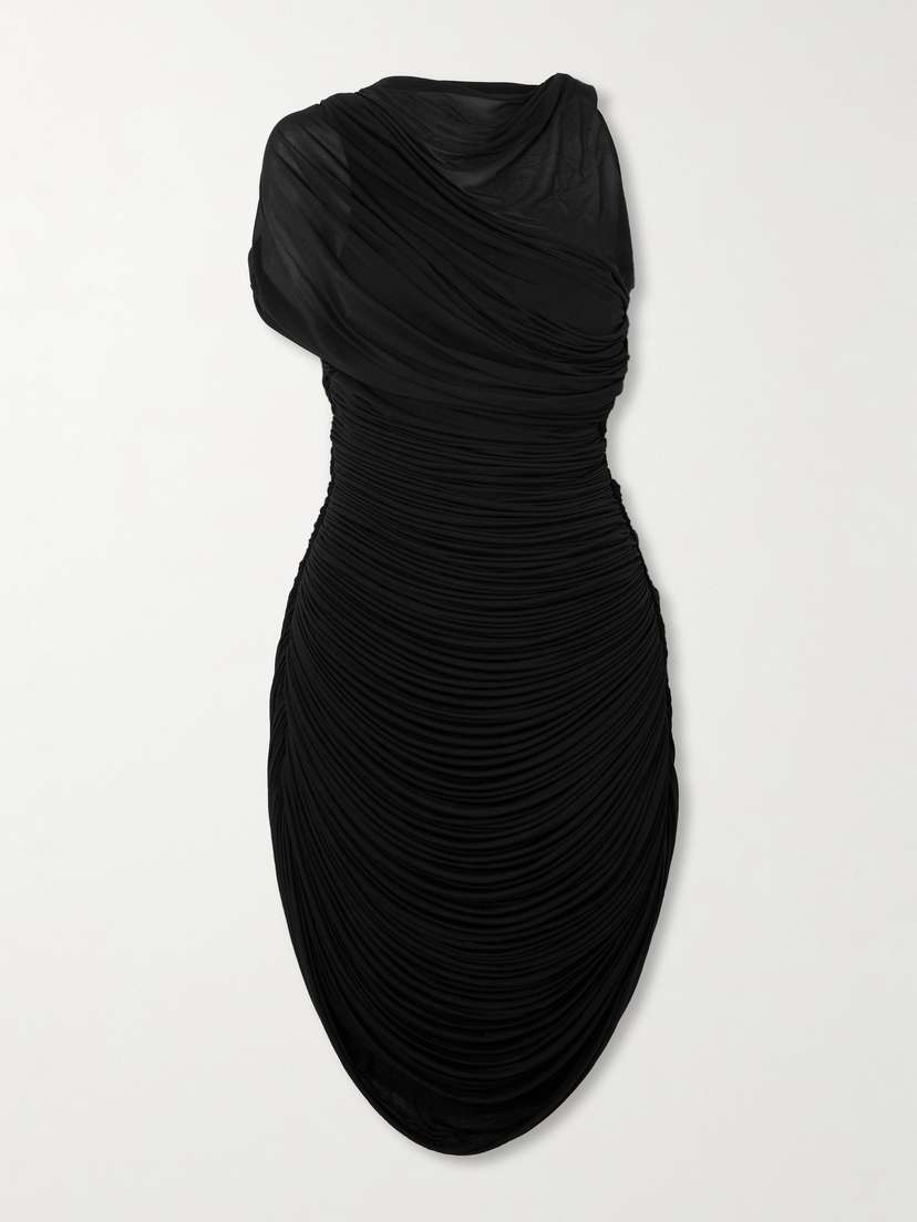 Christopher Esber Beach Glass Ruched Asymmetric Jersey Mini Dress