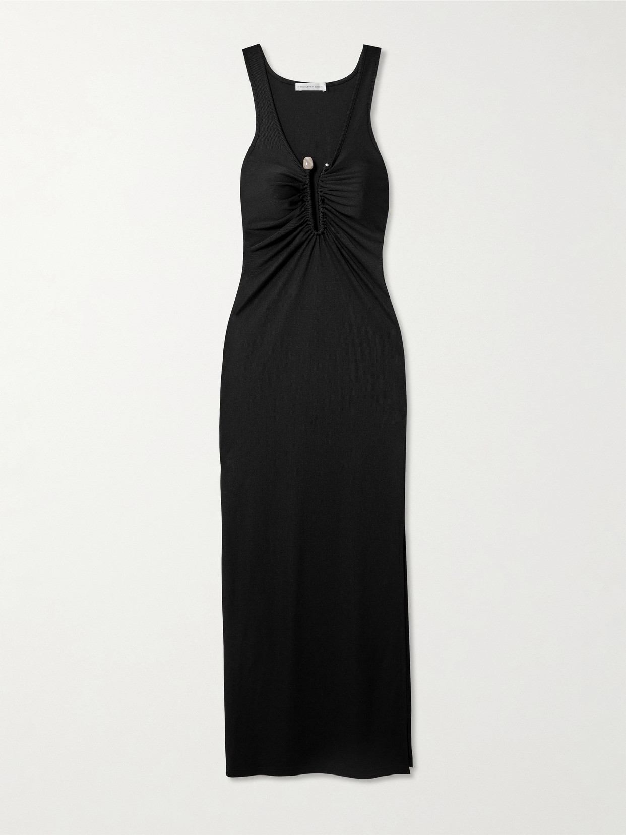 Christopher Esber Crystal-embellished Ruched Stretch-jersey Maxi Dress In Black
