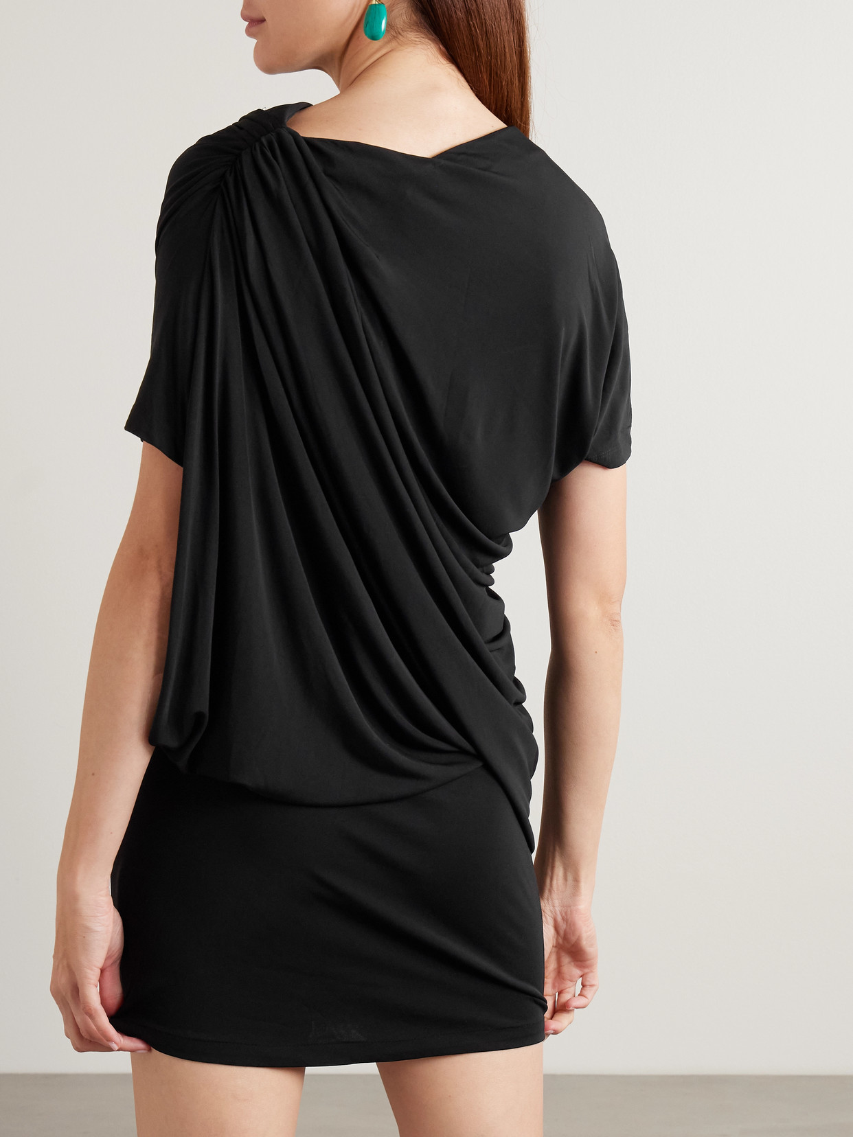 Christopher Esber Encased Nature Resin-trimmed Cutout Jersey Mini Dress In Black