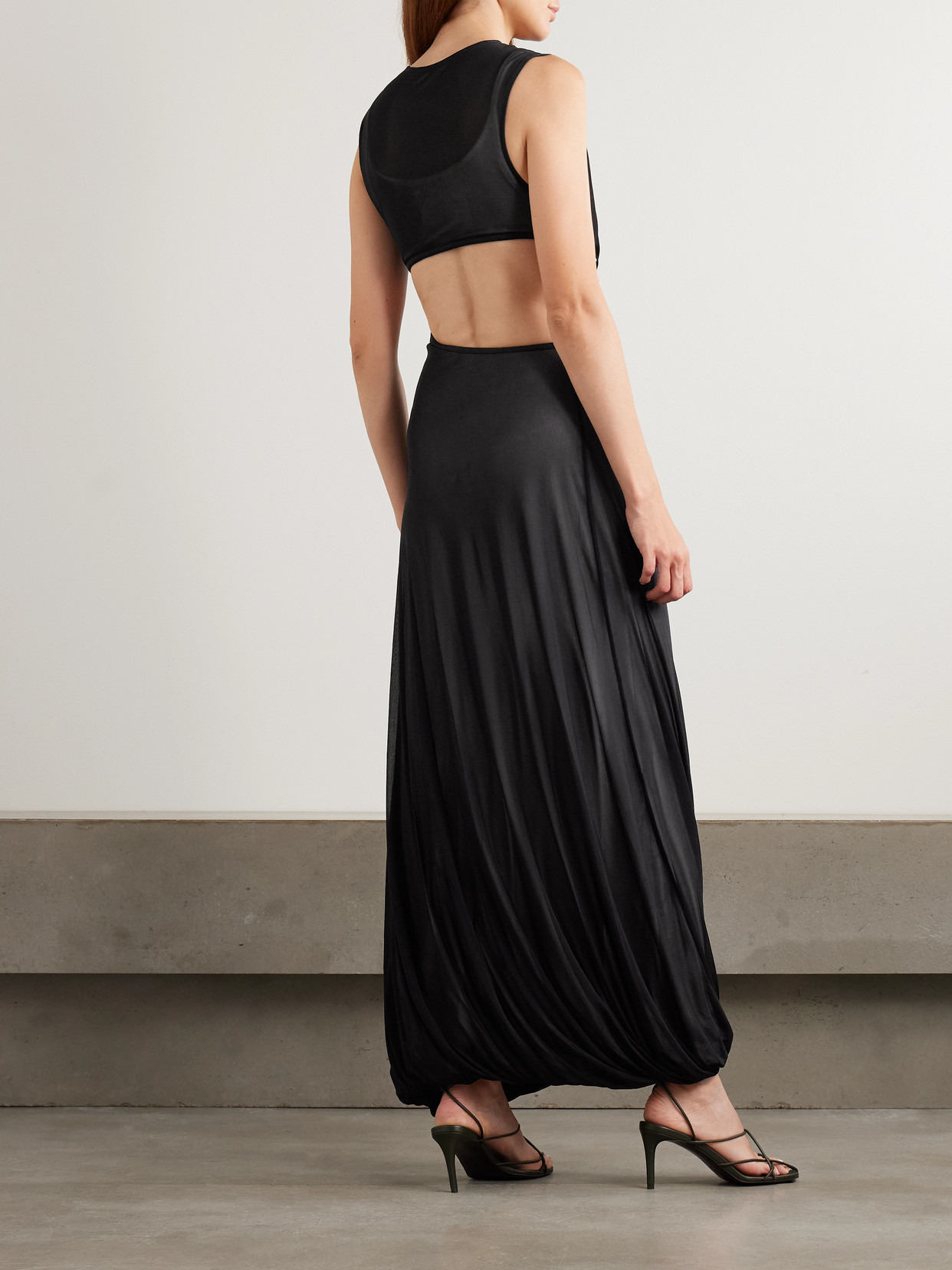 Christopher Esber Embellished Cutout Layered Stretch-jersey Maxi Dress In Black