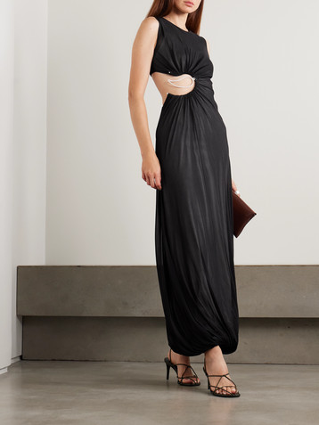 Christopher Esber Embellished cutout layered stretch-jersey maxi dress