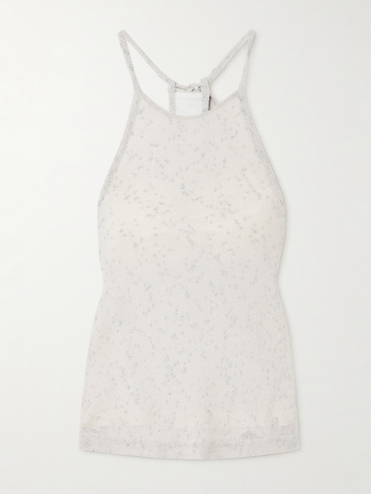 Christopher Esber Imber Halterneck Gathered Metallic Jersey Top In Silver