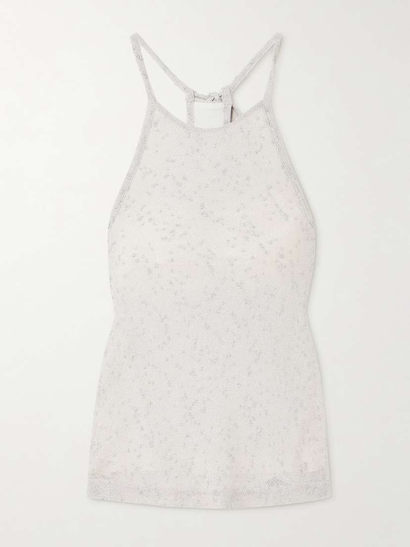 Christopher Esber Imber Halterneck Gathered Metallic Jersey Top