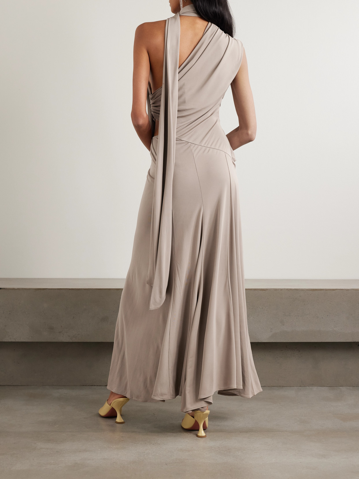 Christopher Esber Draped Jersey Maxi Dress In Brown