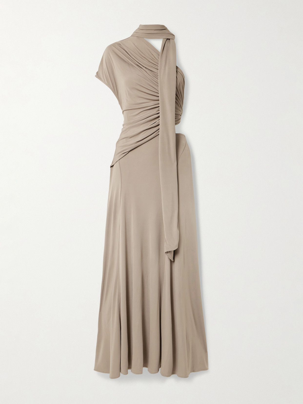 Christopher Esber Draped Jersey Maxi Dress In Brown