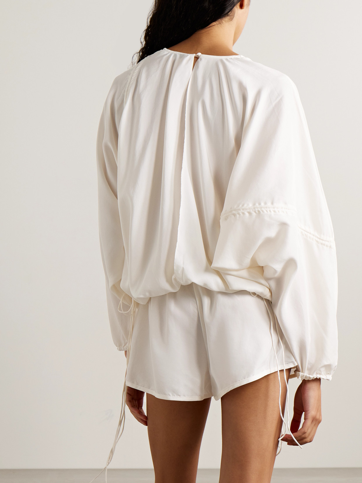 Christopher Esber Parachute Tie-detailed Silk Playsuit In White