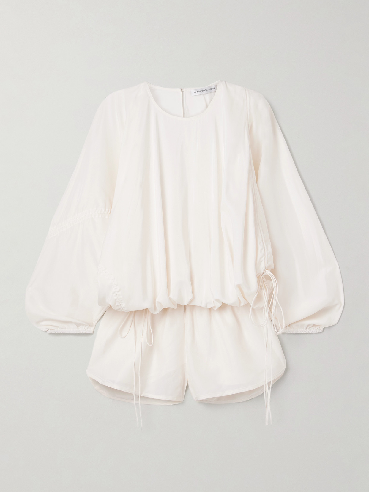 Christopher Esber Parachute Tie-detailed Silk Playsuit In White