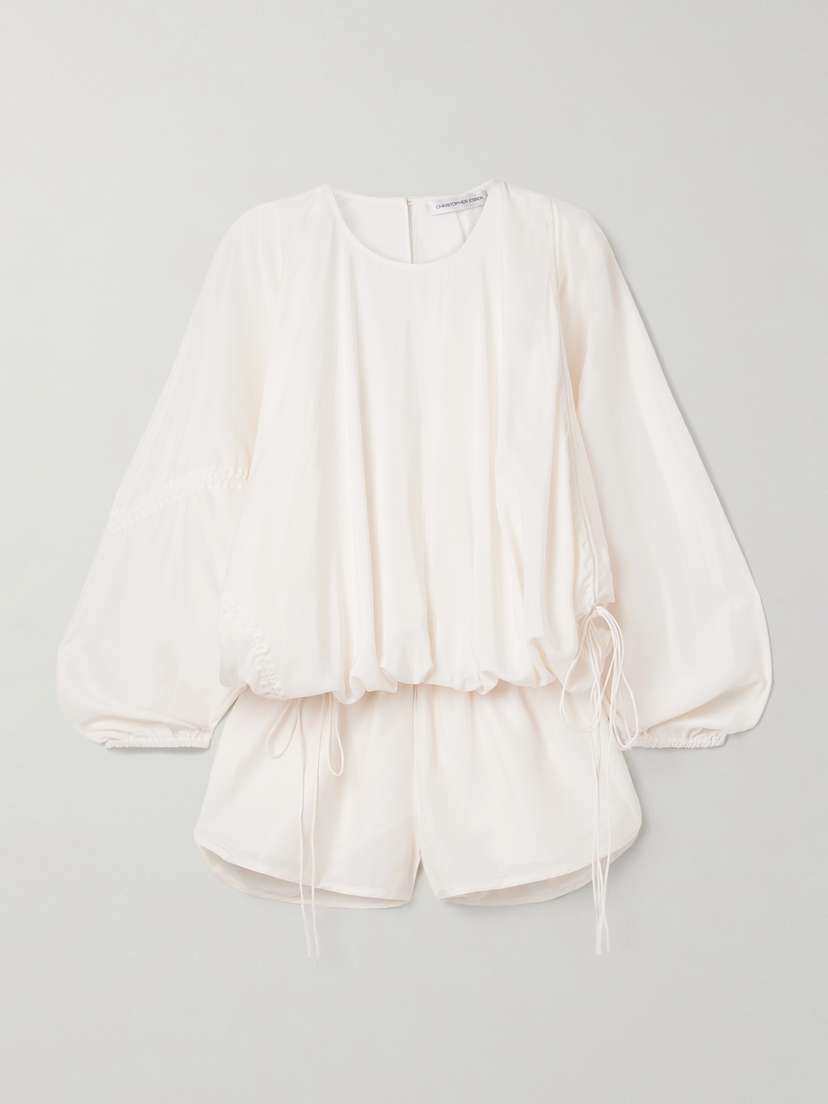 Christopher Esber Parachute Tie-detailed Silk Playsuit