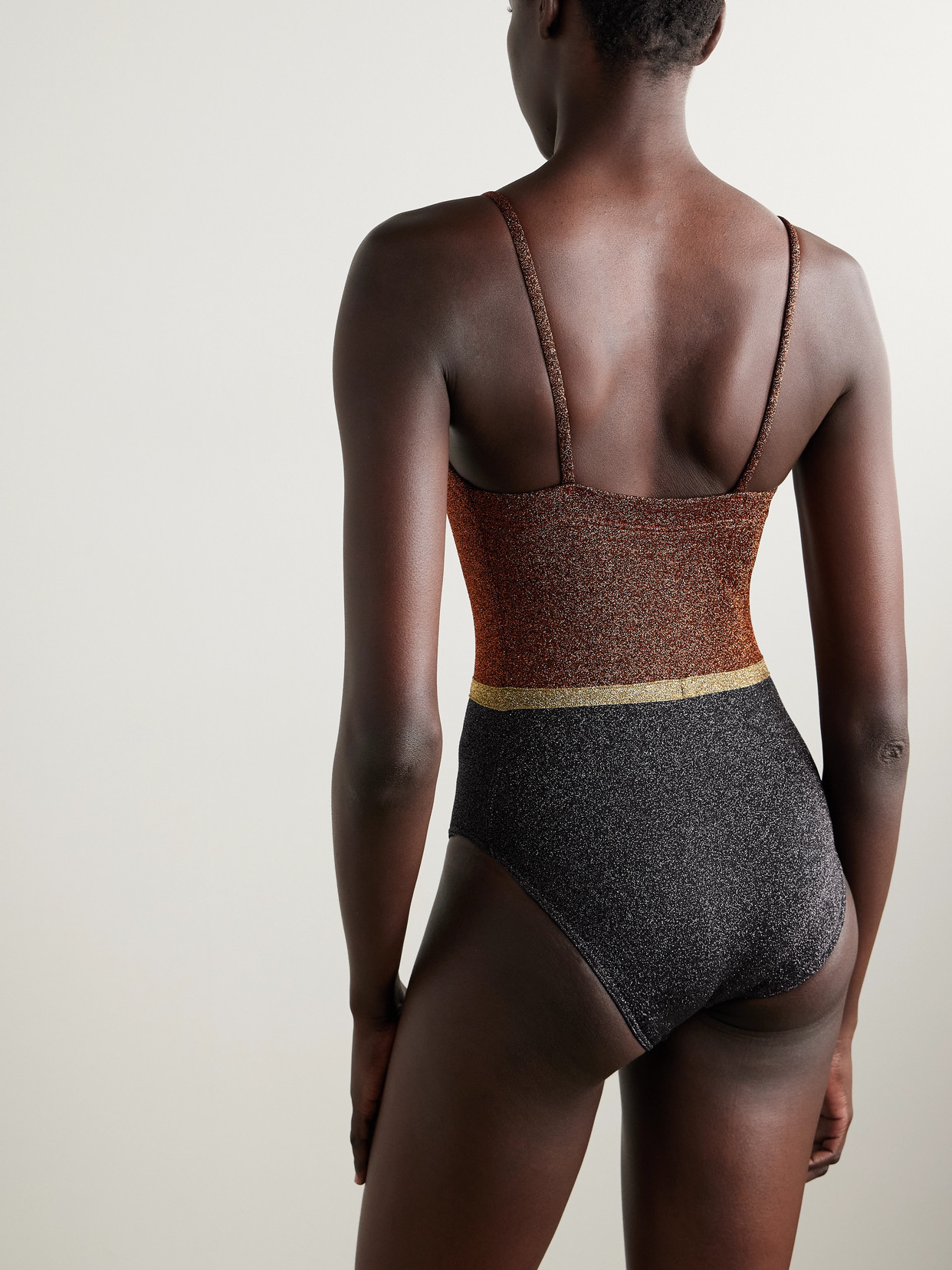 Eres Irisée Calanque Color-block Stretch-lurex Swimsuit