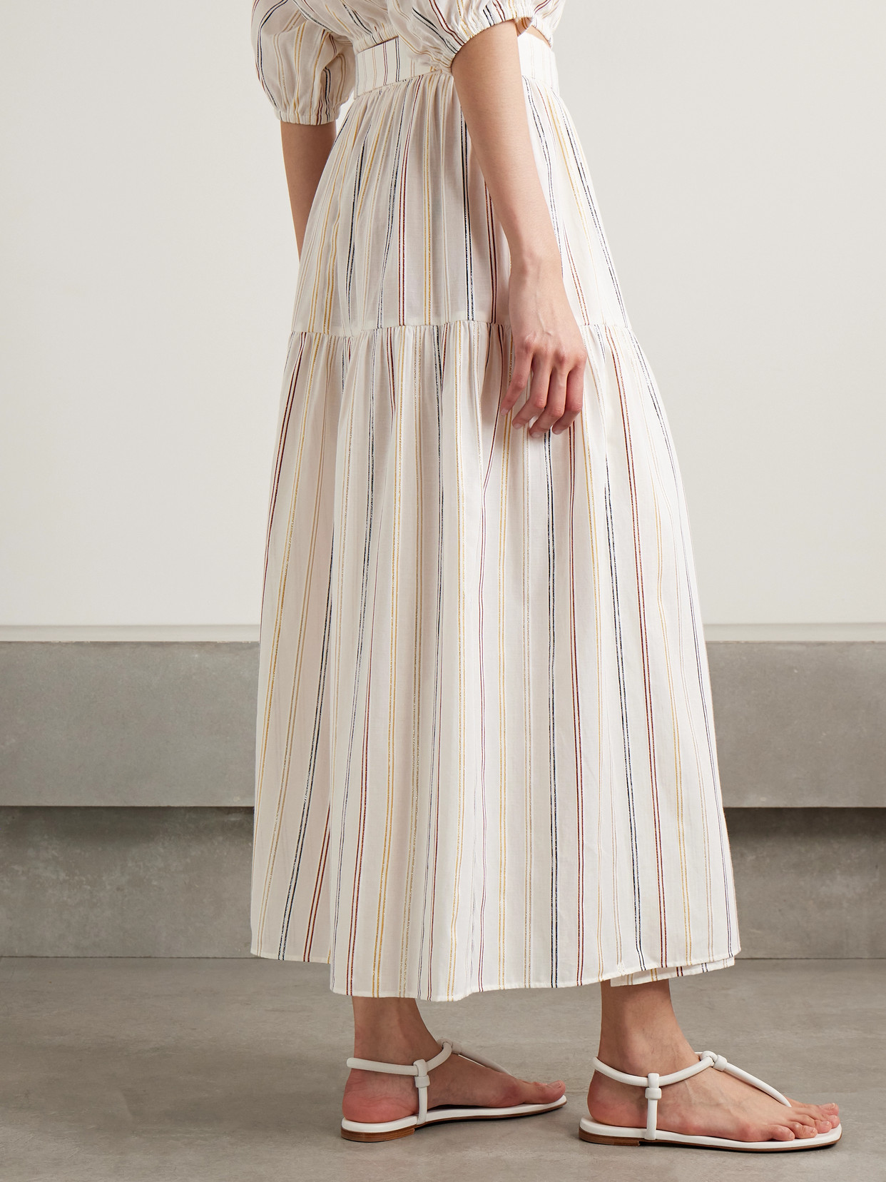 Eres Cotton-blend Stripe Brillante Maxi Skirt In White
