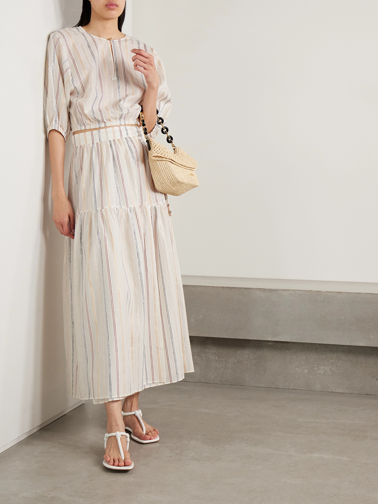 Eres Cotton-blend Stripe Brillante Maxi Skirt In White