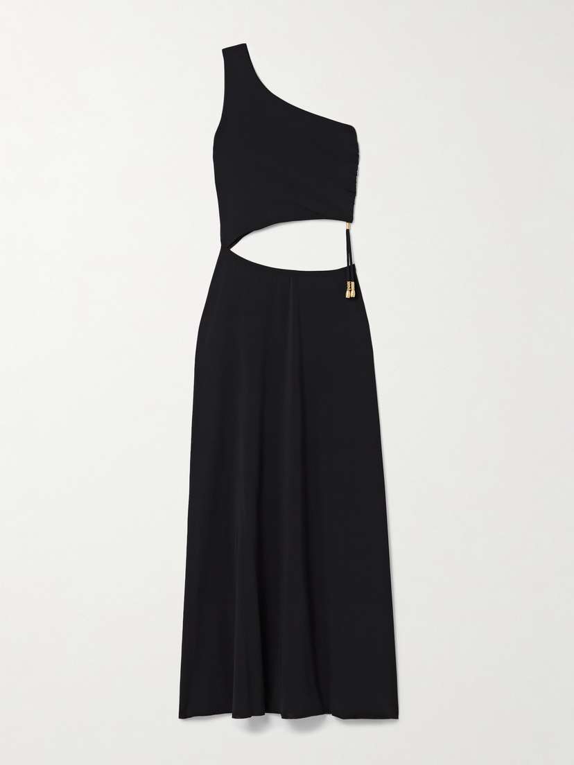 Eres Legende One-shoulder Embellished Cutout Stretch-jersey Maxi Dress