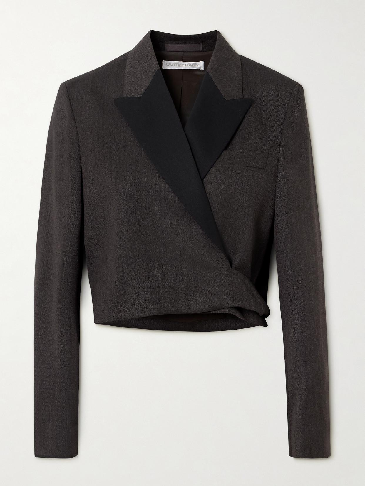 Our Legacy Cropped Wool Wrap Blazer In Brown