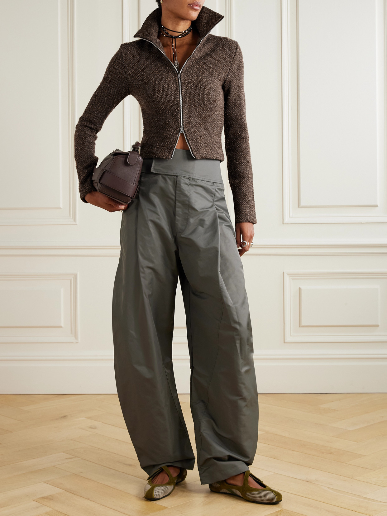 Our Legacy Slim Zip Longlseeve Cardigan In Brown
