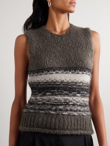 OUR LEGACY Pleaser striped mohair and wool-blend tank