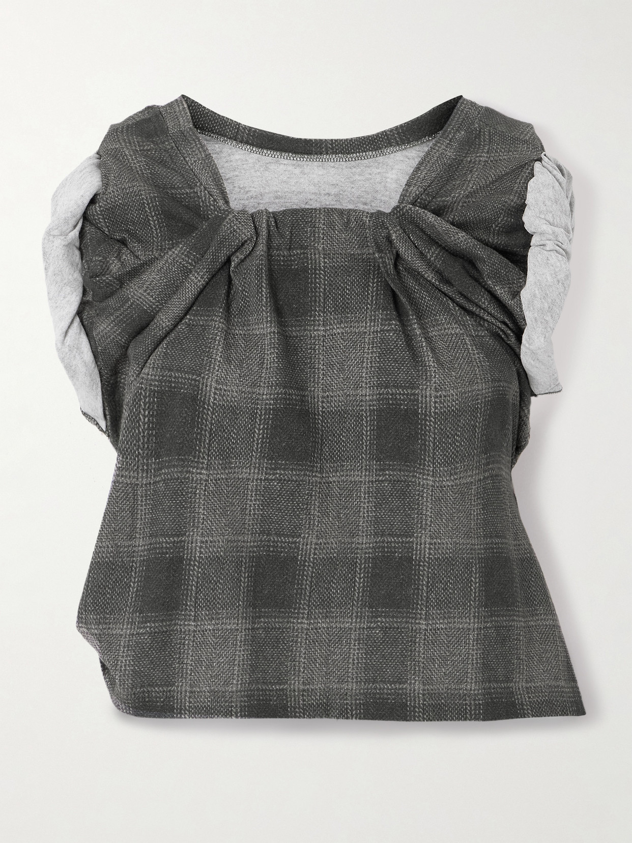 Our Legacy Asymmetric Checked Cotton T-shirt In Gray