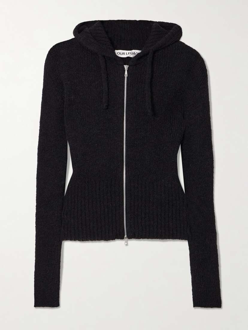 Our Legacy Compact Hooded Ribbed Brushed Alpaca-blend Cardigan