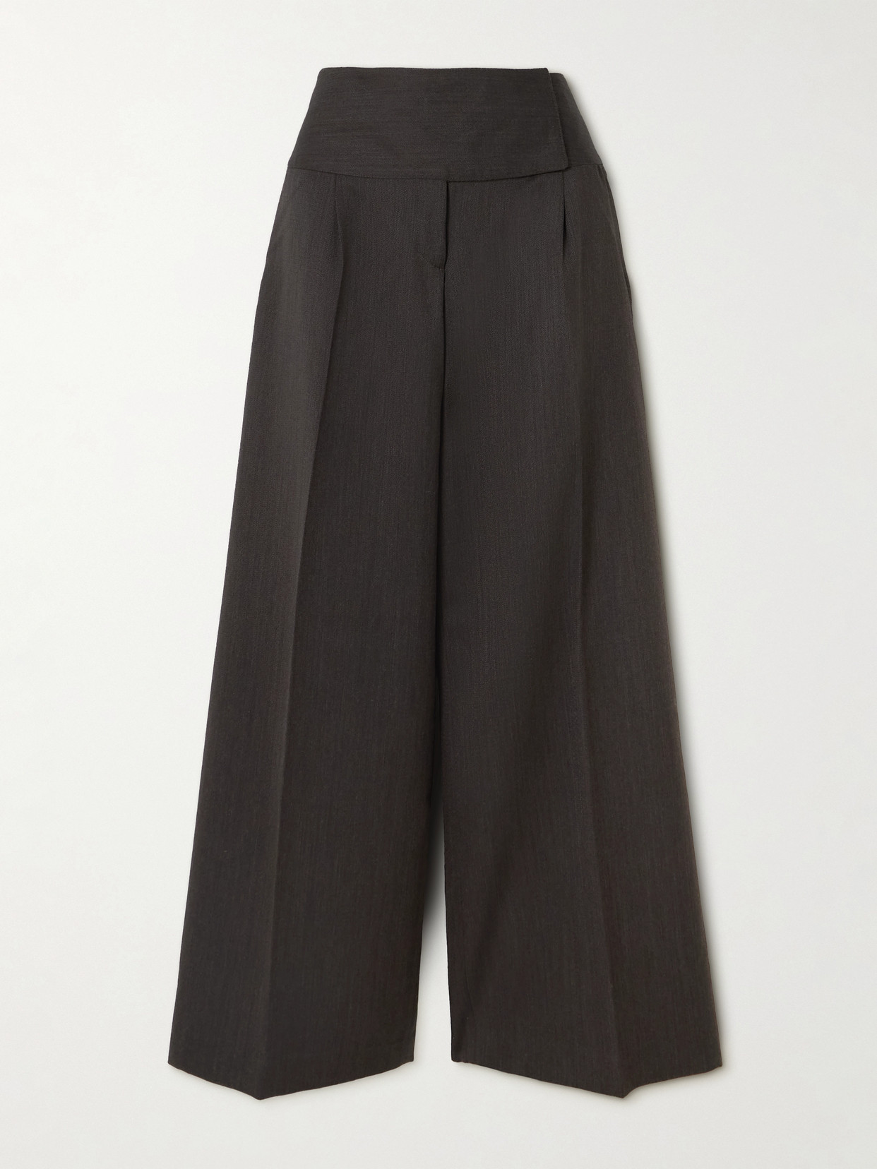 Our Legacy Girdle Pleated Wool Wide-leg Pants In Brown