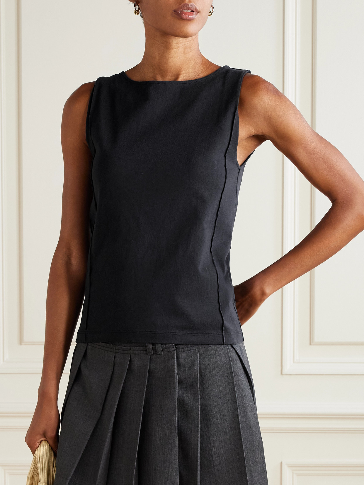 Cutout Cotton-Jersey Tank