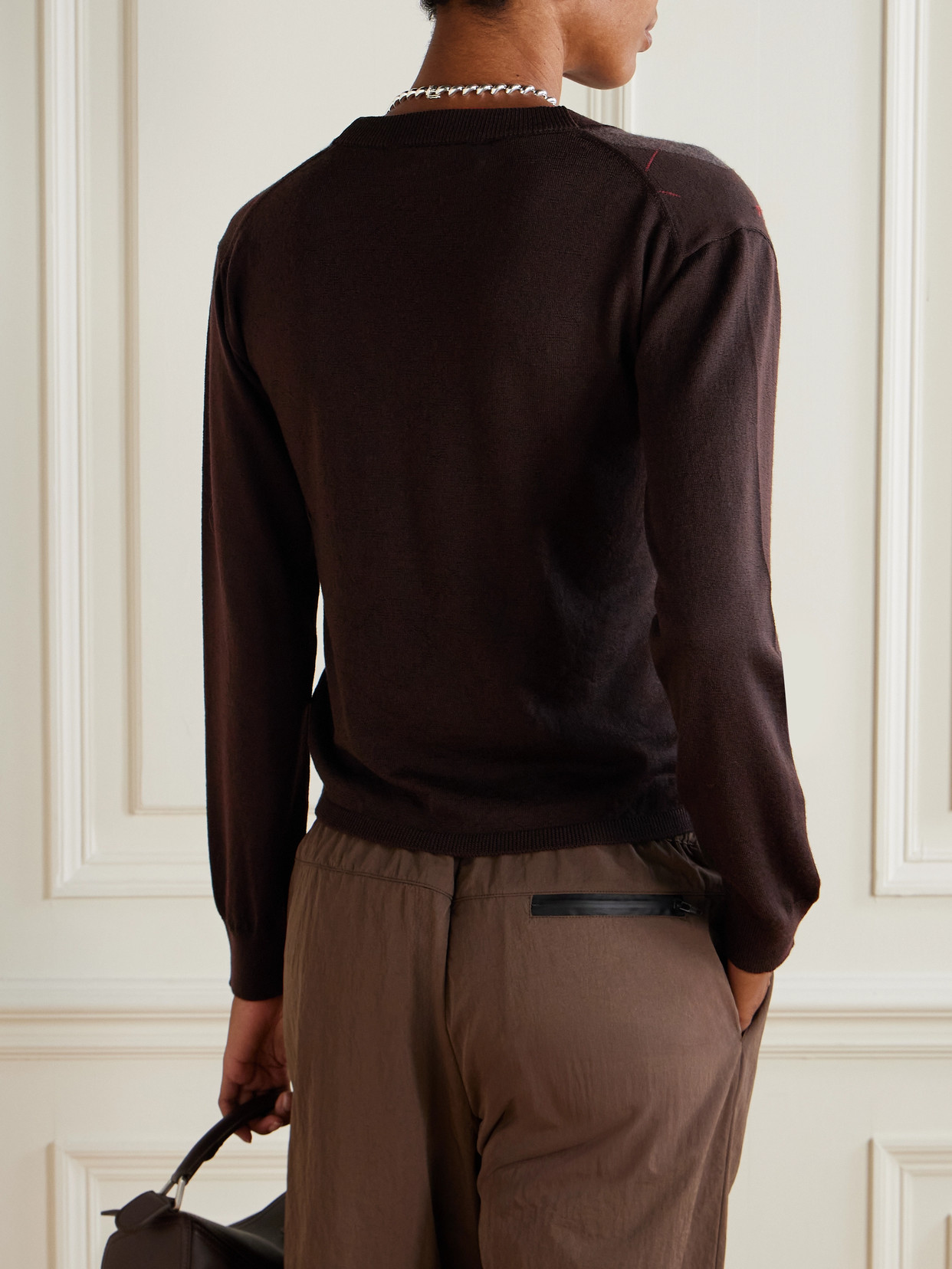 Our Legacy Argyle Pattern Long Sleeve Knitwear Top In Burgundy