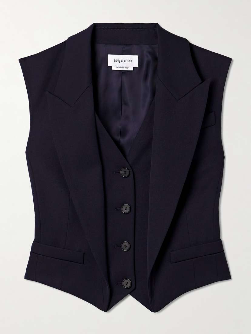 McQueen Grain De Poudre Wool Vest