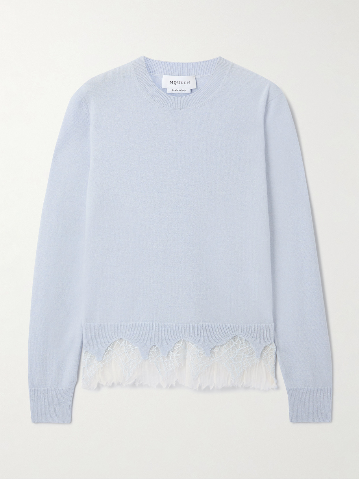 Alexander Mcqueen Lace-trimmed Wool And Cashmere-blend Sweater