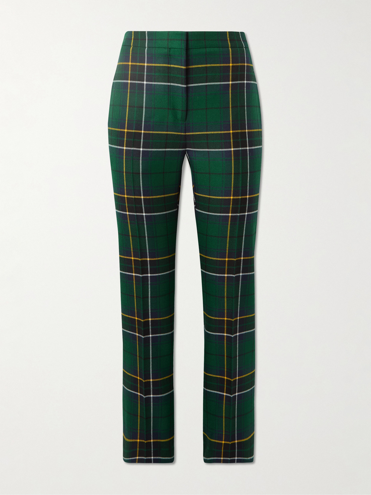 Alexander Mcqueen Checked Wool Tapered Pants In Green