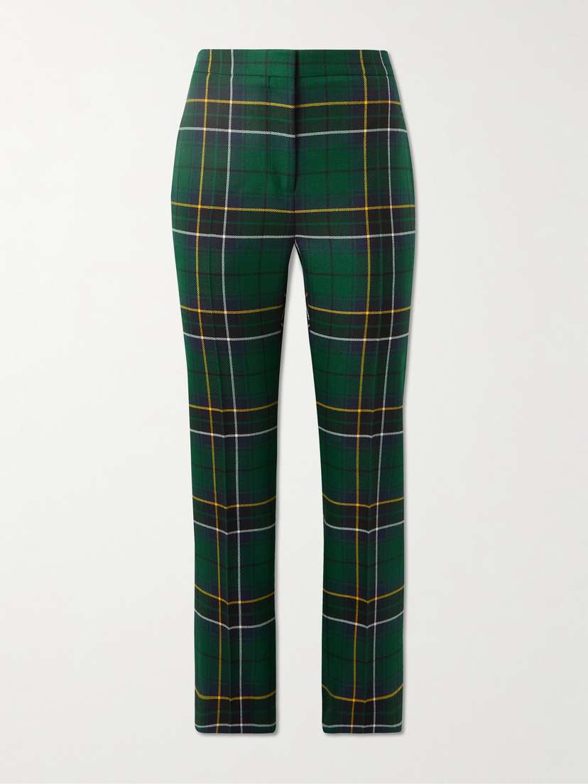 McQueen Checked Wool Tapered Pants