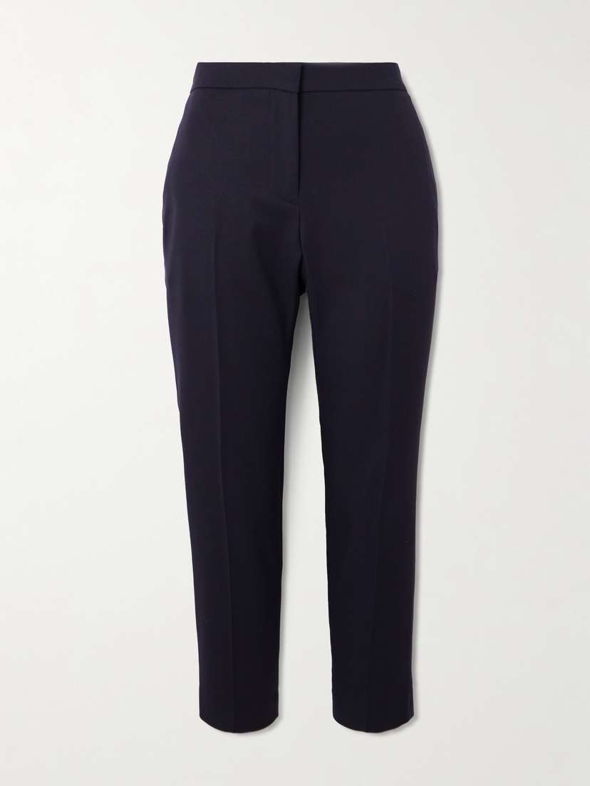 McQueen Cropped Grain De Poudre Wool Tapered Pants