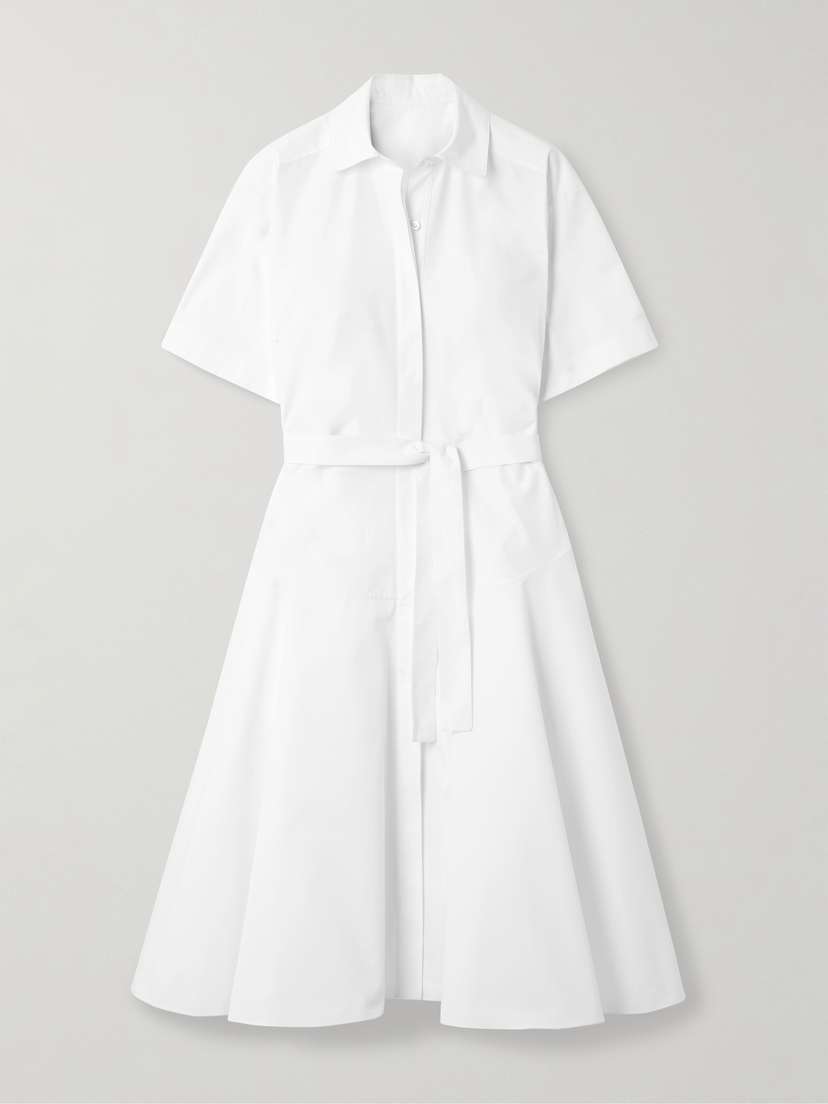 McQueen Belted Organic Cotton-poplin Midi Shirt Dress