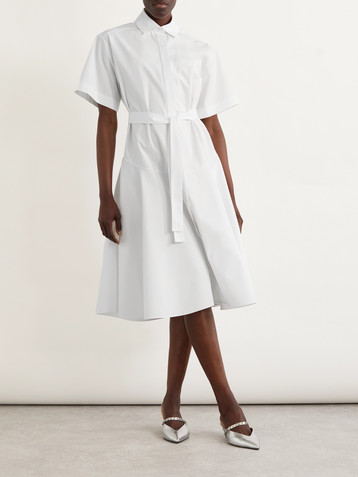 McQueen Belted organic cotton-poplin midi shirt dress