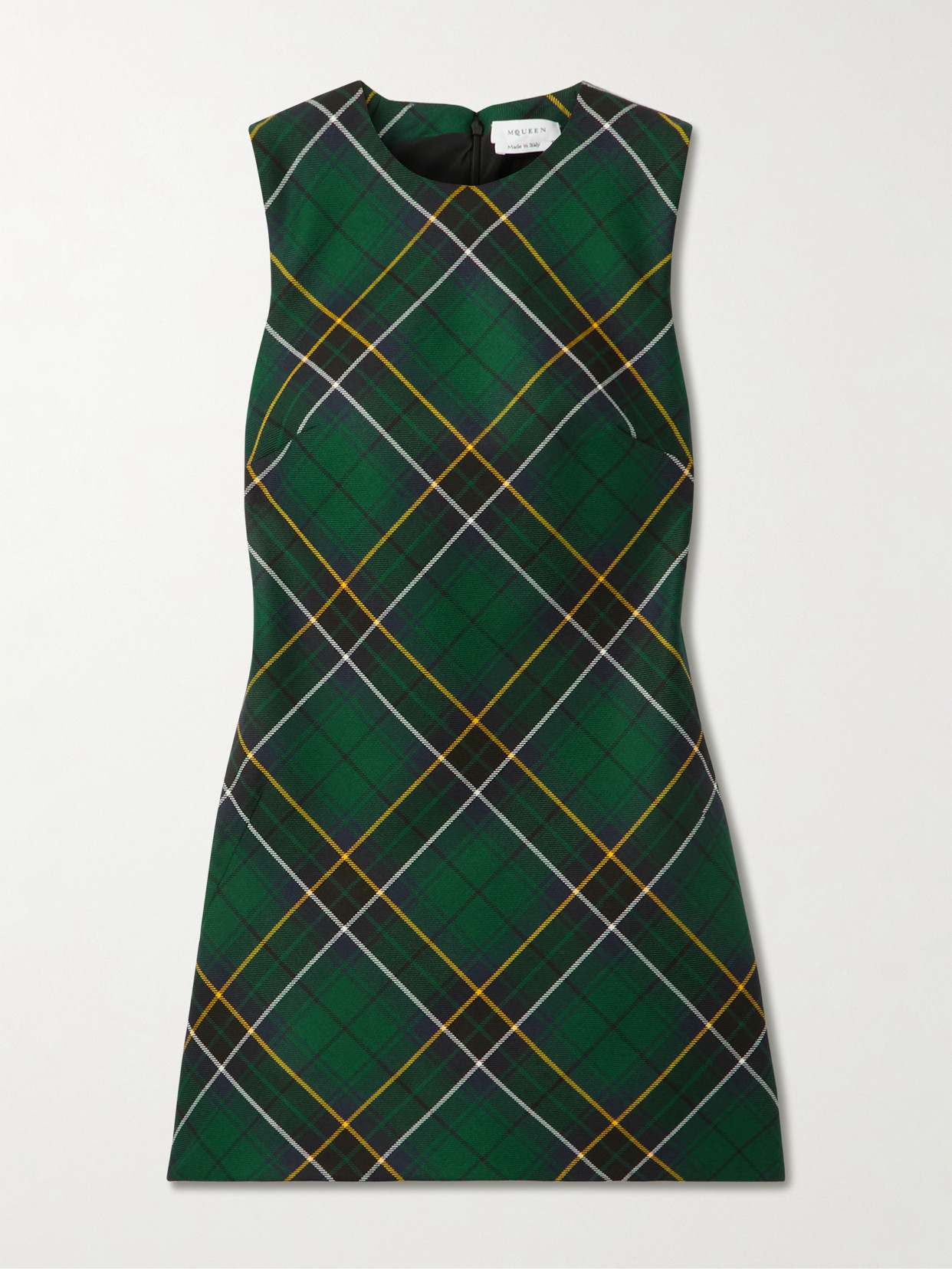 Alexander Mcqueen Checked Wool Mini Dress In Multi