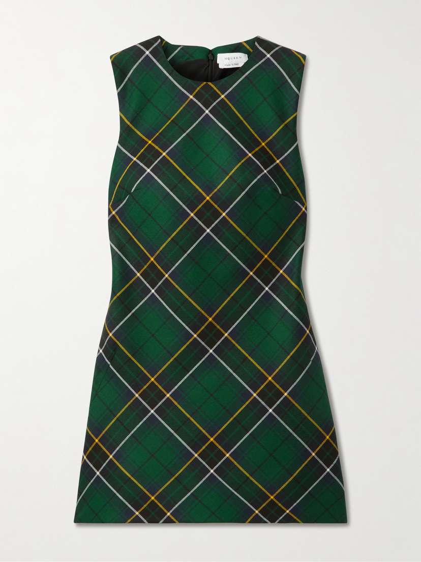 McQueen Checked Wool Mini Dress