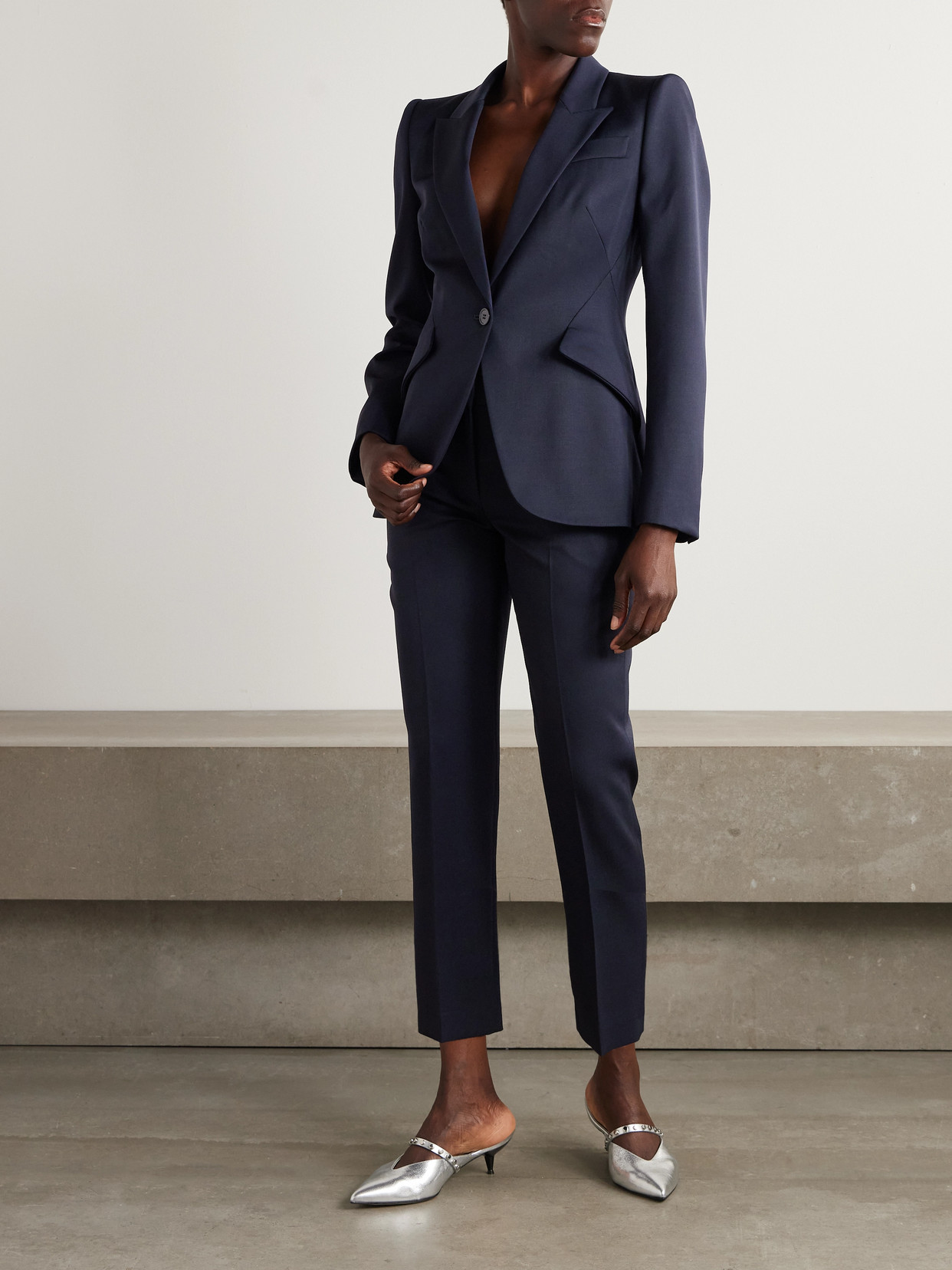 Alexander Mcqueen Grain De Poudre Wool Blazer