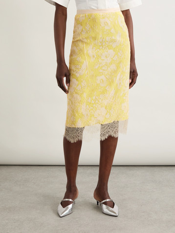 McQueen Lace and silk midi skirt