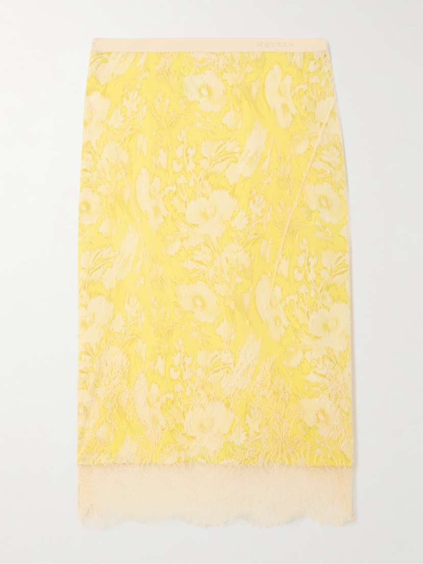 McQueen Lace And Silk Midi Skirt