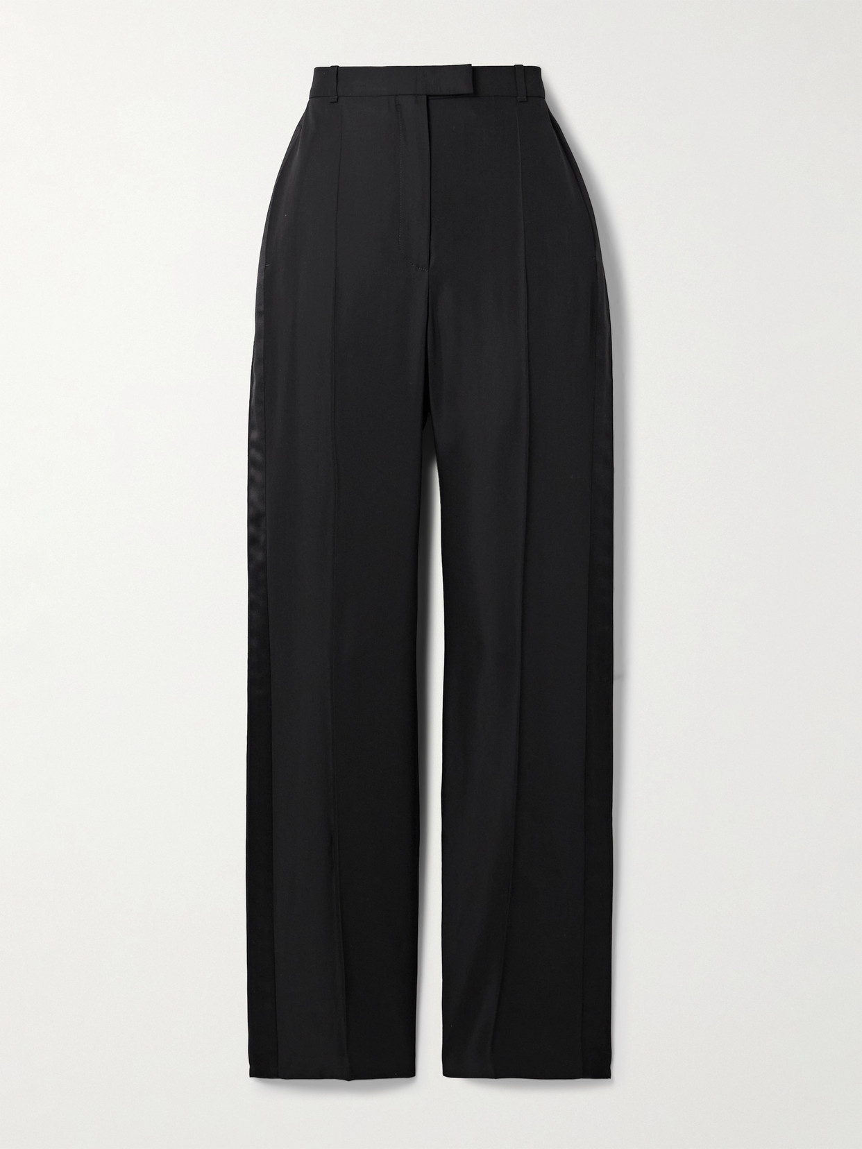 Alexander Mcqueen Satin-trimmed Wool-blend Twill Straight-leg Pants