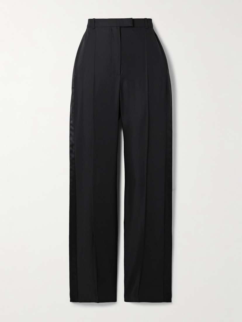 McQueen Satin-trimmed Wool-blend Twill Straight-leg Pants