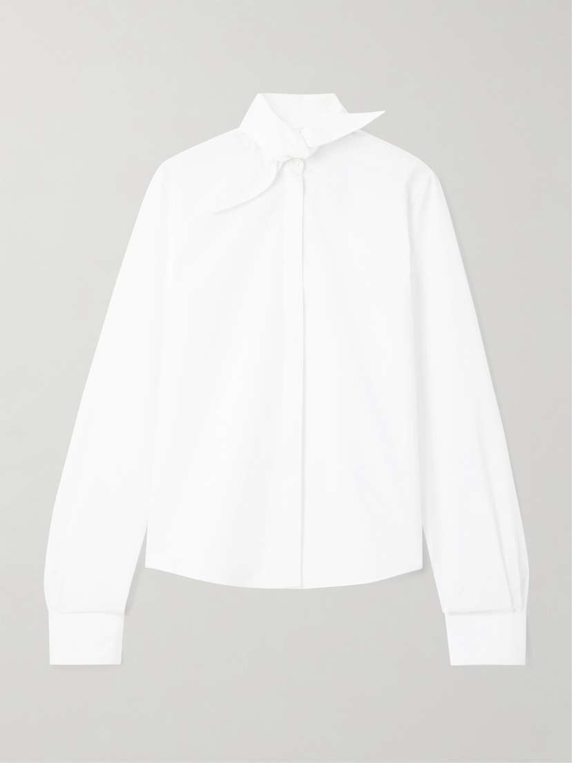 McQueen Tie-neck Cotton-poplin Shirt