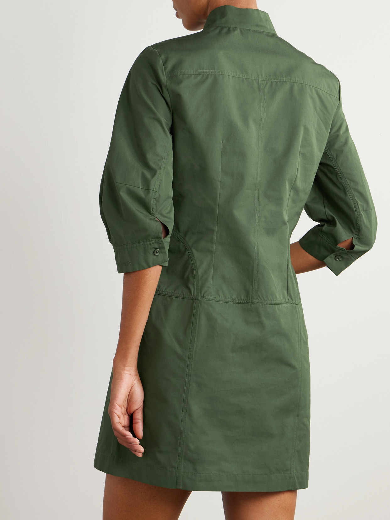 Alexander Mcqueen Mcqueen Day Button Front Cotton Poplin Minidress