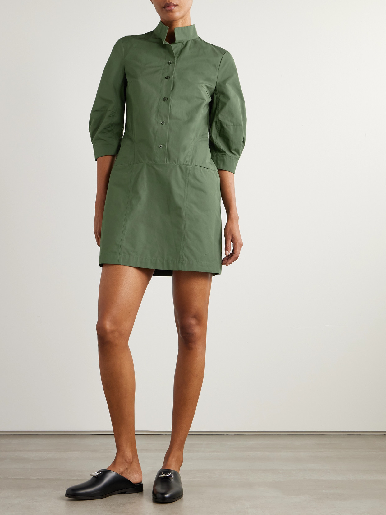 Alexander Mcqueen Mcqueen Day Button Front Cotton Poplin Minidress