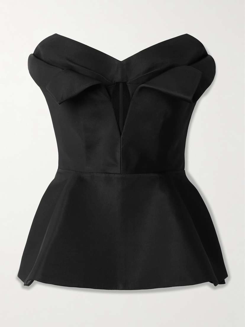 McQueen Strapless Layered Satin Bustier Top