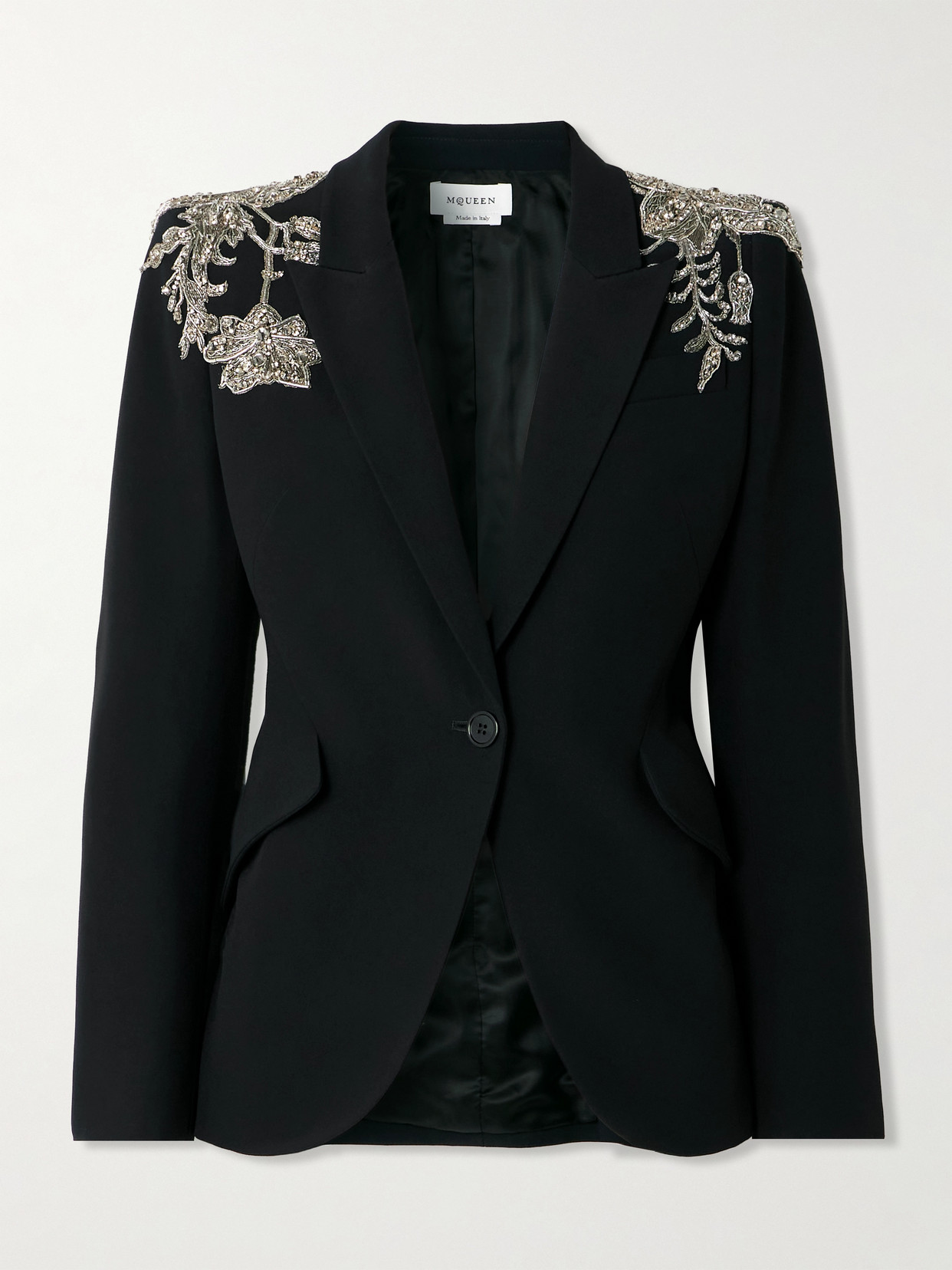 Alexander Mcqueen Embellished Crepe Blazer