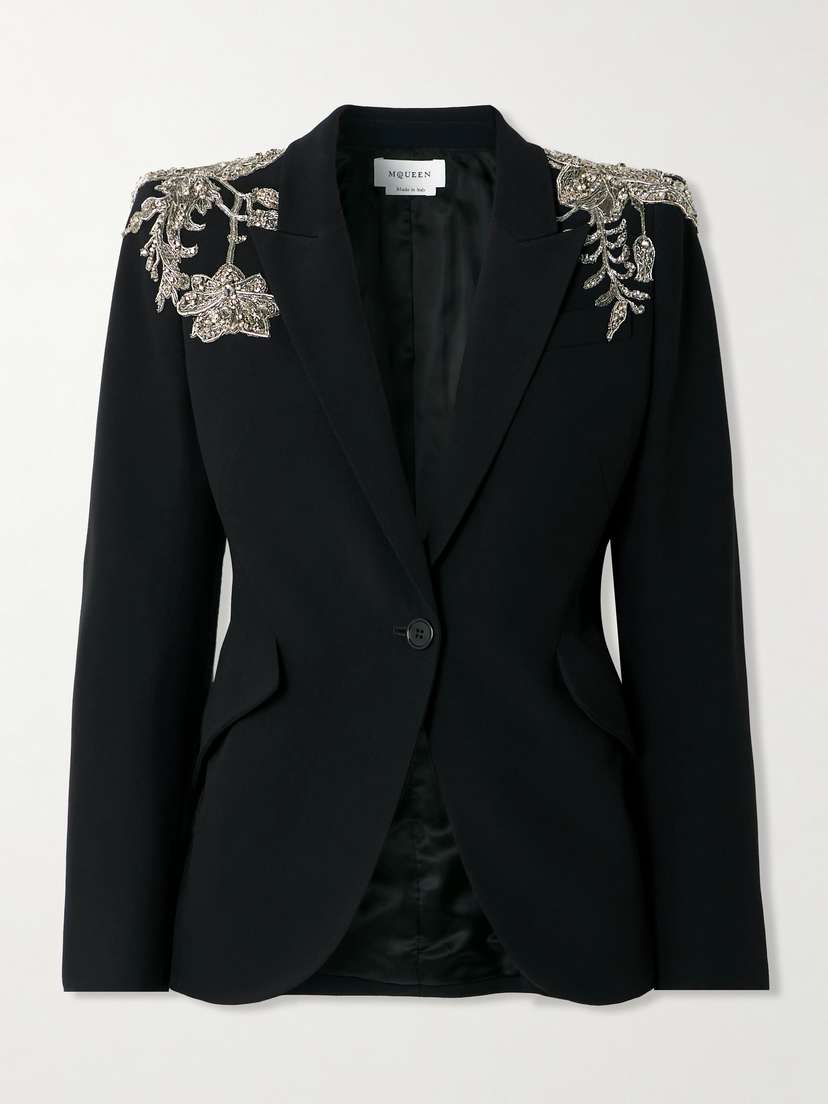 McQueen Embellished Crepe Blazer